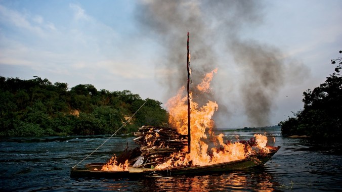 Coetzee's funeral pyre in Jinja, on January 7, 2011. His body was never recovered. Photo: Chris Korbulic